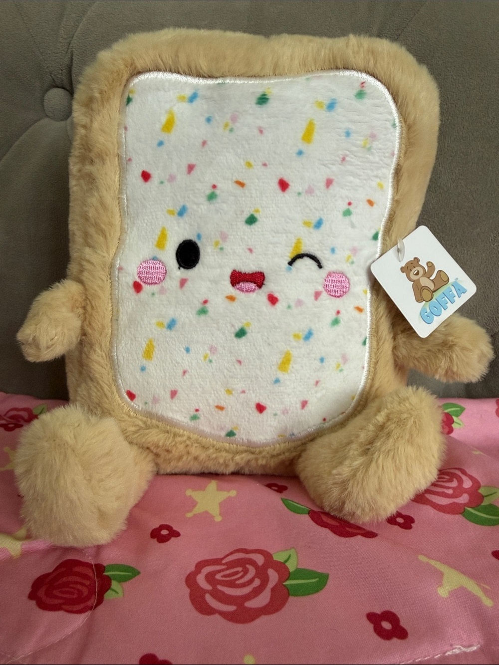 Cute Sprinkle Toast Plush Toy - Beige and White